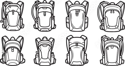 Sketch of a woman in various poses showing different hairstyles Vector