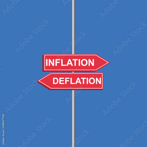 inflation vs deflation Directional Road Sign Vector