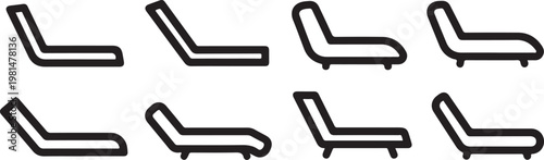 Black and white illustration of eight different types of eyeglasses Vector