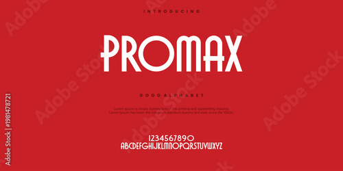 Promax Modern Bold Alphabet Font Display vector Illuctrations