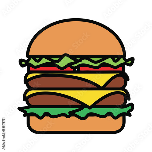 Delicious Cheeseburger with Fresh Vegetables and Juicy Patties