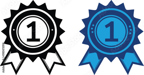 First place medal award badge vector design for competition, victory and achievement concept. Symbolizing excellence, honor and winning