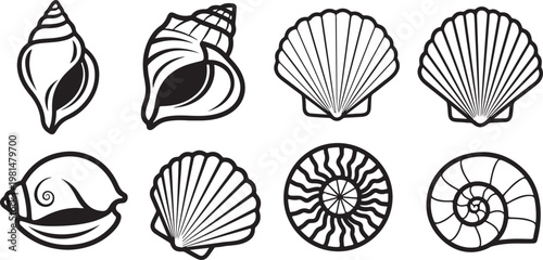 Artistic collection of abstract floral and geometric designs in black and white Vector