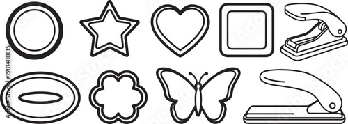 Hand-drawn symbols of objects and shapes in simple black lines Vector