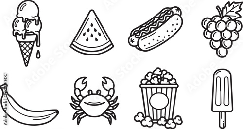 Various household items including a skull, hat, tortoise, and chair illustration Vector