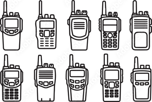 Various types of mobile phones from different eras and designs Vector