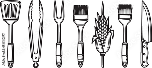 A collection of antique sewing and weaving tools on display Vector