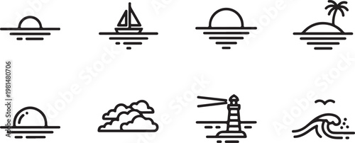 Common symbols illustrating various modes of transportation Vector