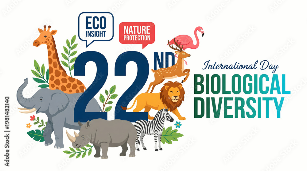 Naklejka premium International Day for Biological Diversity, eco friendly wildlife