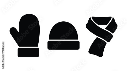 Mitten hat and scarf vector for cold weather and outdoor activities.