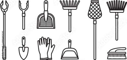 A collection of simple hand-drawn kitchen utensils and tools Vector