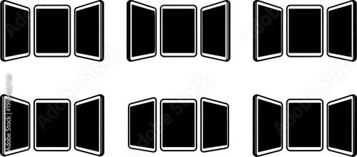 Six different open book layouts in flat design