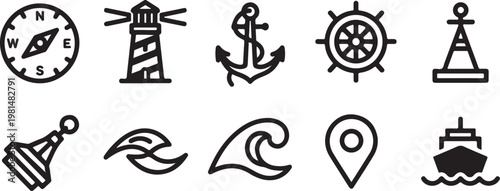 A collection of universal symbols and icons in simple black and white Vector