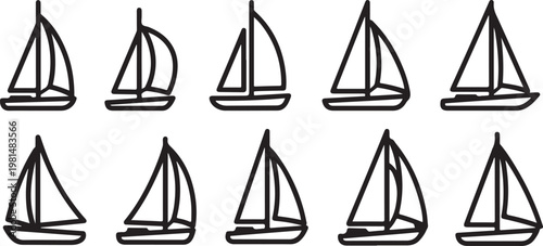 A collection of simple balance scale illustrations in various positions Vector