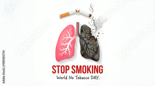 Stop smoking world no tobacco day healthy lungs vs smoker lungs