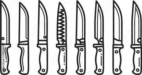 A collection of various types of screws and bolts in black and white illustration Vector