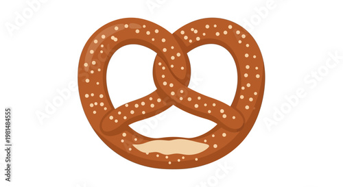 Delicious Pretzel with Salt Sprinkles Isolated on White Background