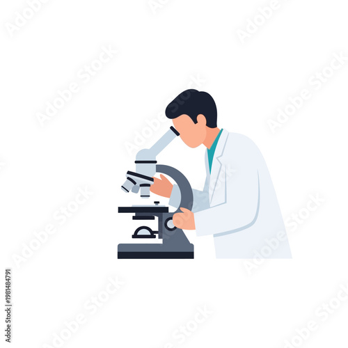 Scientist looking through a microscope in a laboratory, research, science, discovery