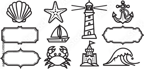 A collection of simple line drawings of various objects and symbols Vector