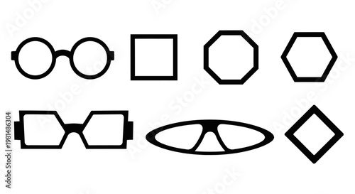 Geometric Shapes and Eyewear Silhouettes: A Collection of Icons