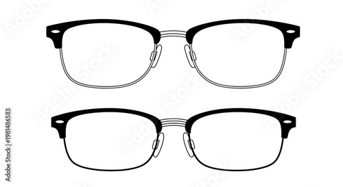 Retro Clubmaster Eyeglasses, Vintage Style Spectacles, Fashion Eyewear, Two Pairs