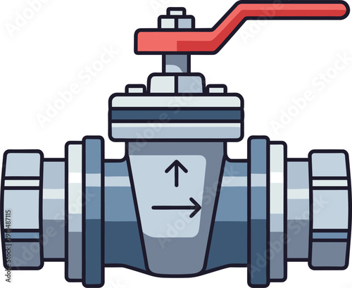 Industrial pipeline gate valve illustration, water or gas flow control