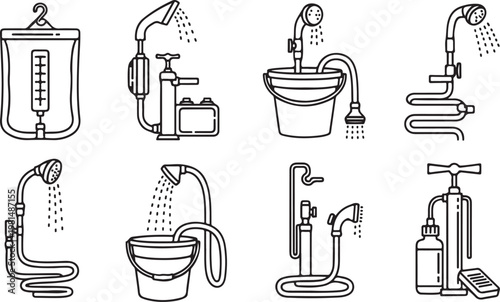 Various types of modern coffee makers and brewing devices Vector