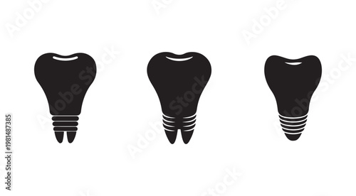Dental implants with different thread designs on white background for oral surgery and dentistry concepts  dental implants