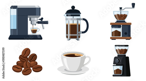 Coffee beans and coffee makers.