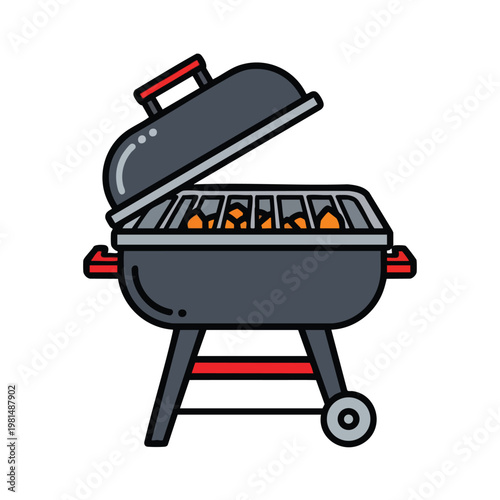 Modern outdoor charcoal grill for barbecue and grilling activities