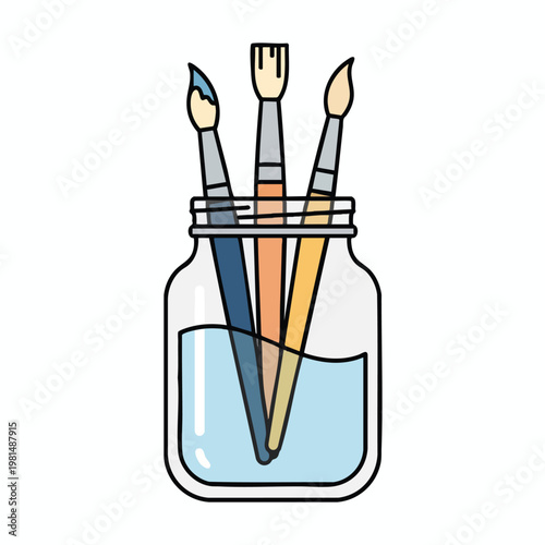 Creative Art Supplies in a Glass Jar for Artistic Inspirations