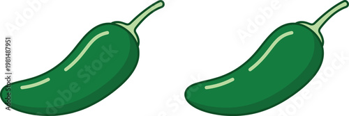 Cartoon Green Jalapeño Peppers for Food and Ingredient Illustrations