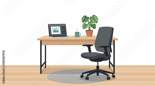 Modern Office Chair and Desk Setup.