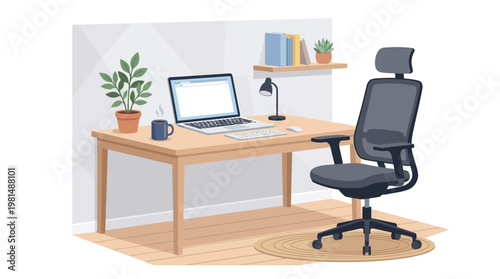Office Chair With Desk Setup.