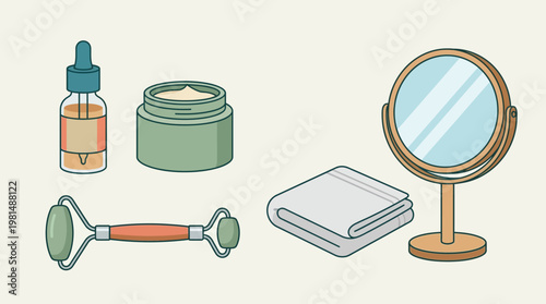 Shaving kit with accessories on table.