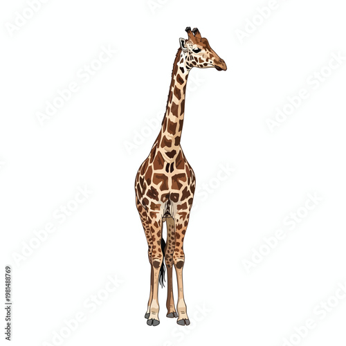 Young Giraffe Standing Tall in a Natural Environment