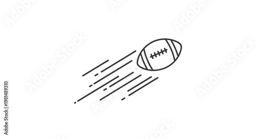 American Football Flying Through Air Motion Lines.