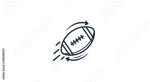 American Football Flying Through Air with Motion Lines.