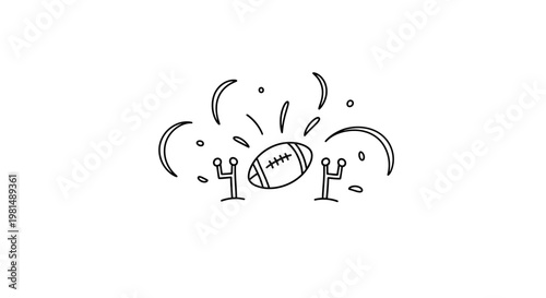 American Football Game Action Doodle Style.