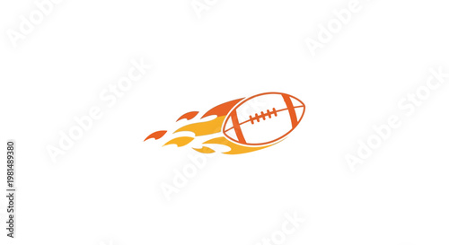 American Football Flying with Flames and Speed.