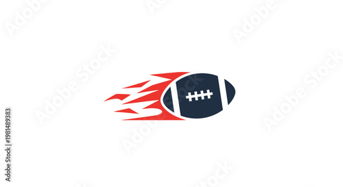 American Football Flying with Flames Graphic.
