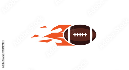 American Football Flying with Flames Speed Motion.