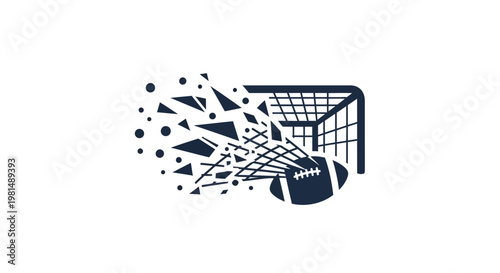 American Football Goal Net Explosion Abstract Design.