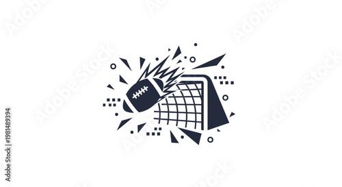 American Football Goal Net Impact Dynamic Action Illustration.