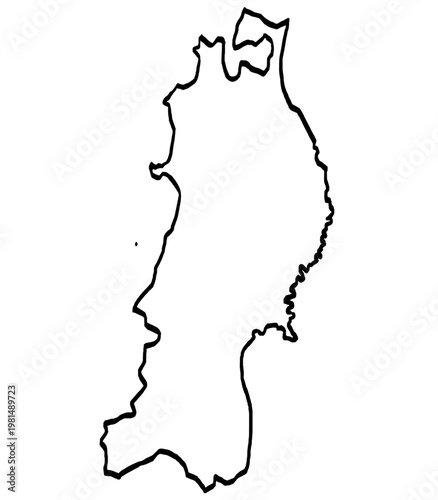 東北地図 筆タッチ 和風  東日本 / A brushstroke map of Tohoku