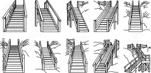Sketchbook study of trees with varying branch structures Vector