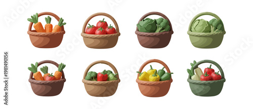 Vegetable baskets illustration harvest produce