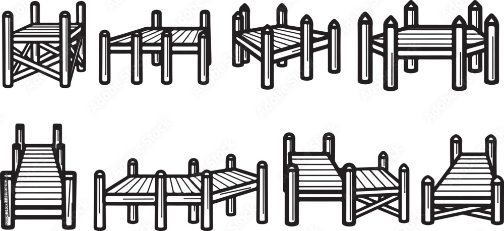 Obraz premium Various types of handcuffs and restraint devices on a wooden surface Vector