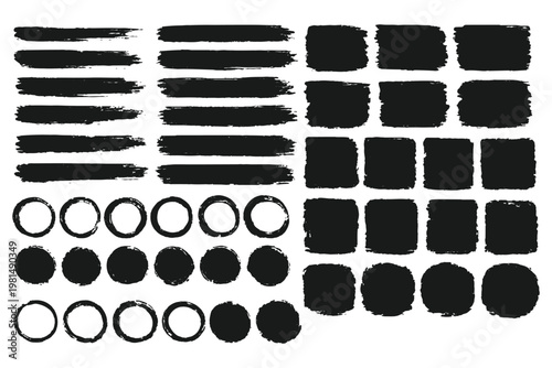 Set of paint brush stroke and abstract grunge banner for graphic background decoration. Watercolor splatter, ink splash and creative shape for social media. Vector frame art or texture element