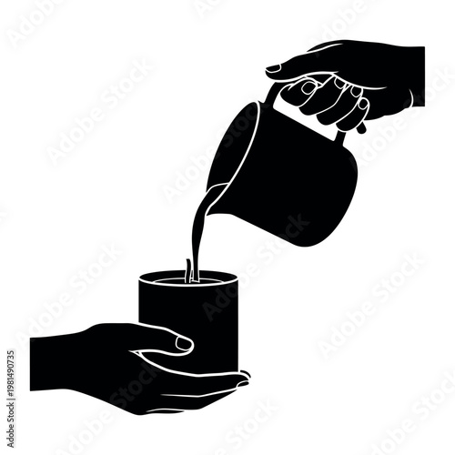 Candle making process silhouette.